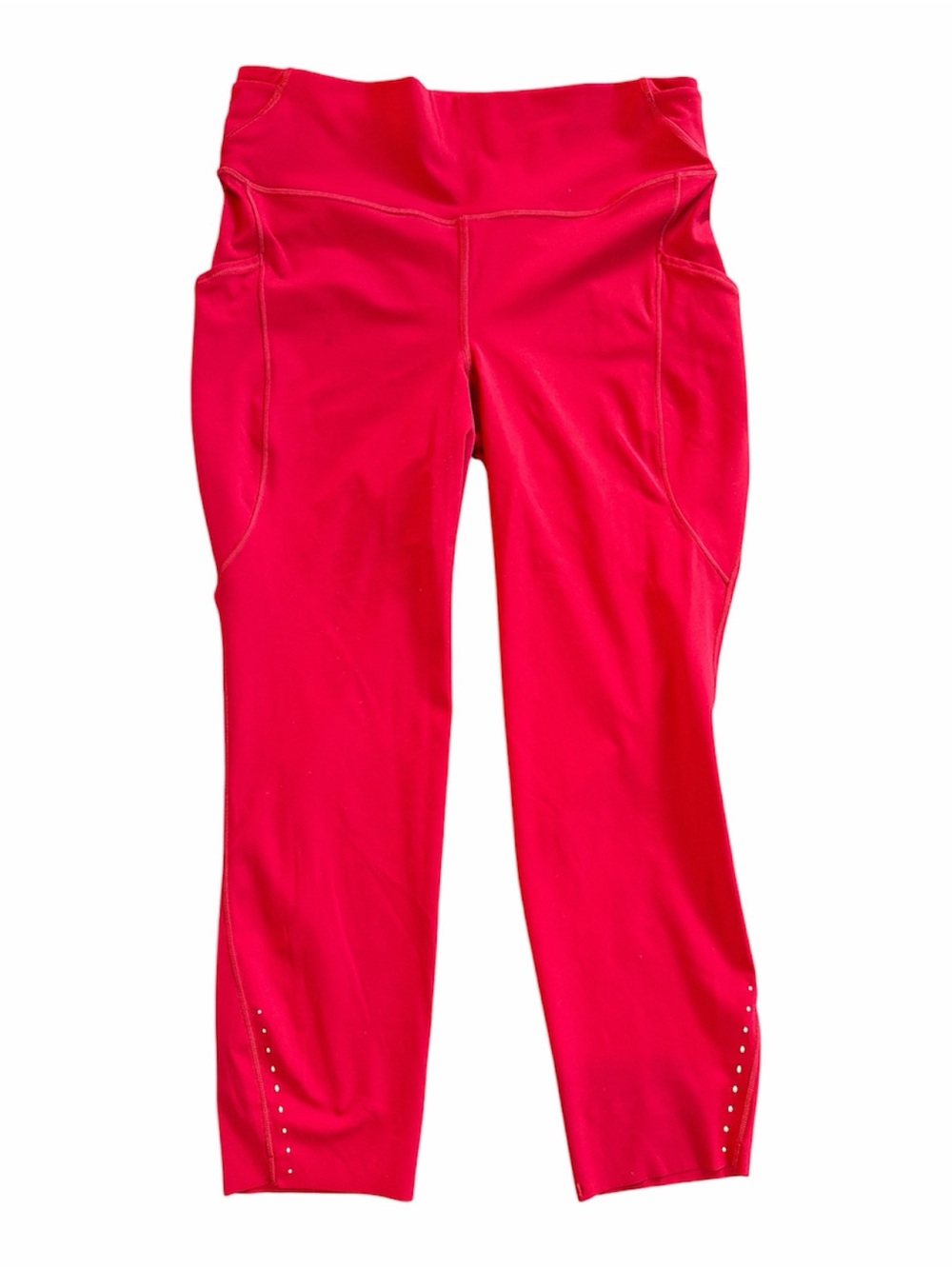 Lululemon Fast And Free High Rise Crop 23 Inches With Pockets Size 10 Red
